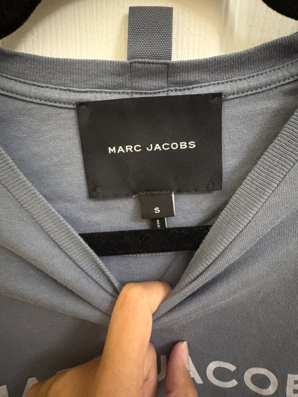Marc Jacobs "The T-Shirt" Slate Blue Graphic Logo Tee - Size Small - Picture 2 of 3